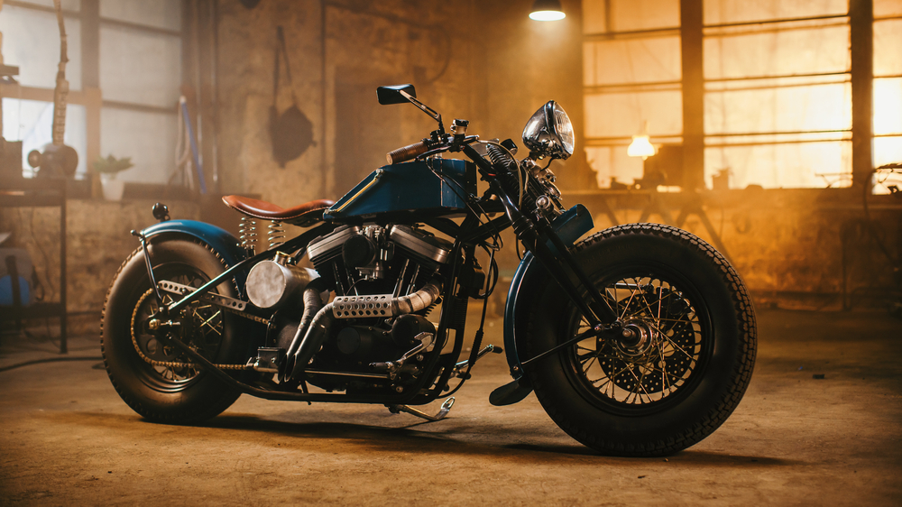 Motorcycle sitting in a garage